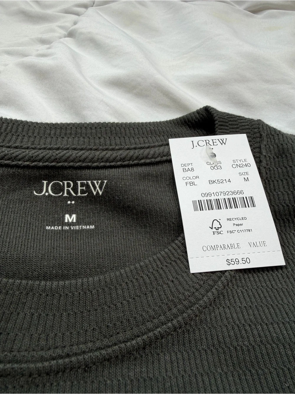 Unisex Dark Gray Thermal Crewneck Long Sleeve Shirt